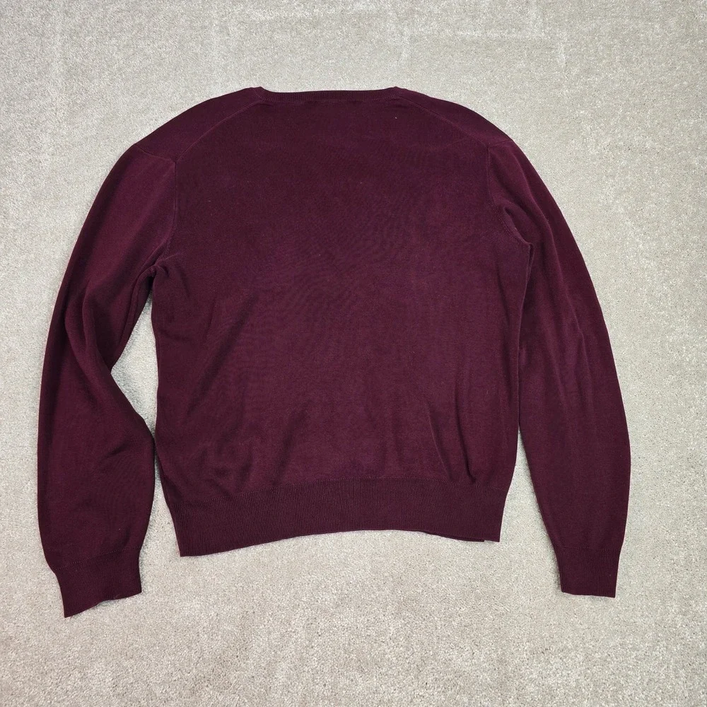 Polo Ralph Lauren Mens Pima Cotton‎ V-Neck Sweater Burgundy Maroon Pony Logo M